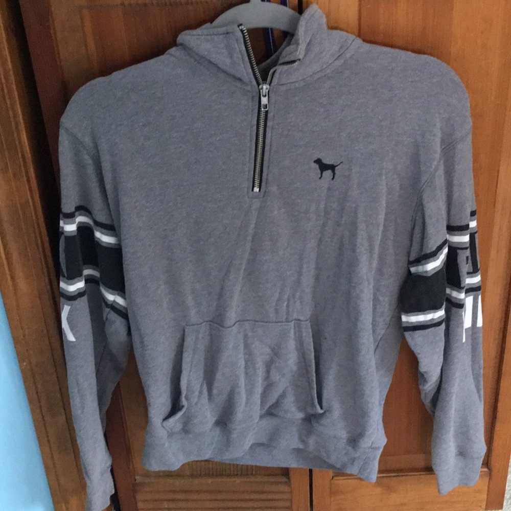 grey Pink quarter zip sweatshirt